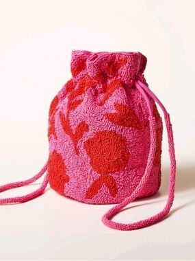 Kate Spade-Target. Pink & Red Beaded Drawstring Shoulder Bag - Women